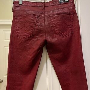 AG deep red waxy jeans size 24 NWOT, The Legging Ankle style